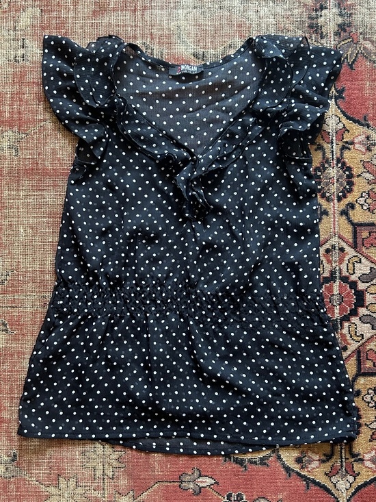 Morgan de Toi Tops - Vintage Black/White Morgan de Toi Polka Dot Blouse